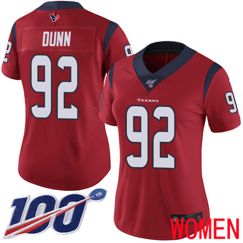 Houston Texans Limited Red Women Brandon Dunn Alternate Jersey NFL Football 92 100th Season Vapor Untouchable